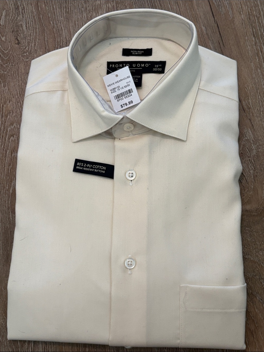 Pronto Uomo Men's Yellow Dress Shirt - Spread Collar